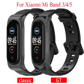 

Silicone Strap For mi band 5 strap Bracelet Metal Frame Strap For Xiaomi Mi Band 5 Wristband Bracele For Mi Band 4 Accessories