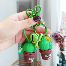 Творческая модель мини цветок в горшке растение кактус силикагель крутые Брелоки для ключей подарок оптом