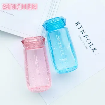 

350ml Diamond Design Lid Students Water Bottle Cute Portable Drinking Bottle Fashion Transparent Tea Bottle For Outdoor Sports