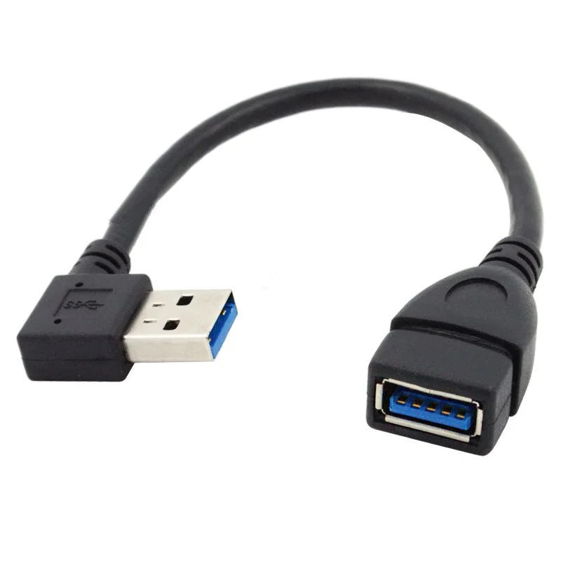 Высокоскоростной USB3.0 кабель-адаптер USB 3,0 правый угол папа-мама Удлинительный кабель левый и правый угол черный удлиняющий кабель