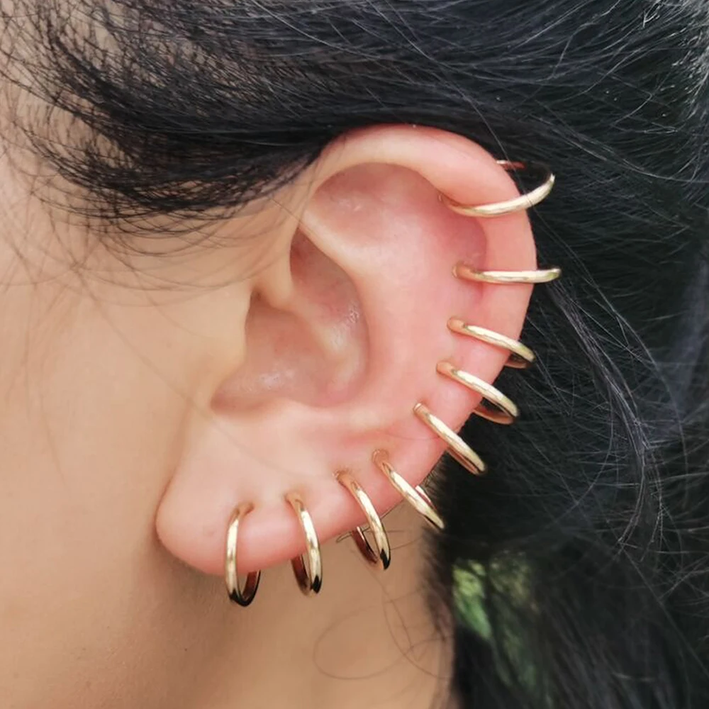 Stainless Steel Retractable Clip On Earrings Non Piercing Fake Hoop Earrings for Women Girls Without Ear Holes Clip Cuffs ear clip earrings,clip earrings,ear clip,hoop earrings,ear accessories