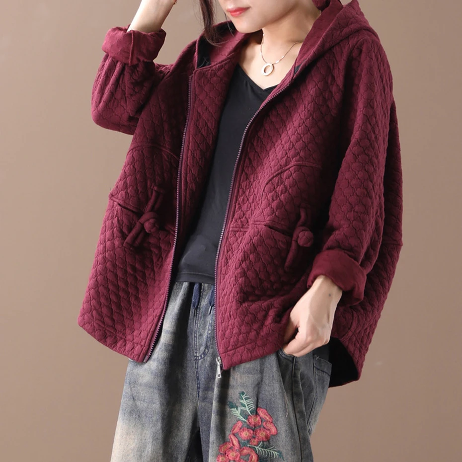 

Women Corduroy Cotton Jacket Outwear for Autumn Winter Retro Vintage Hooded Fashion Casual Big Loose Oversized AZ38292619