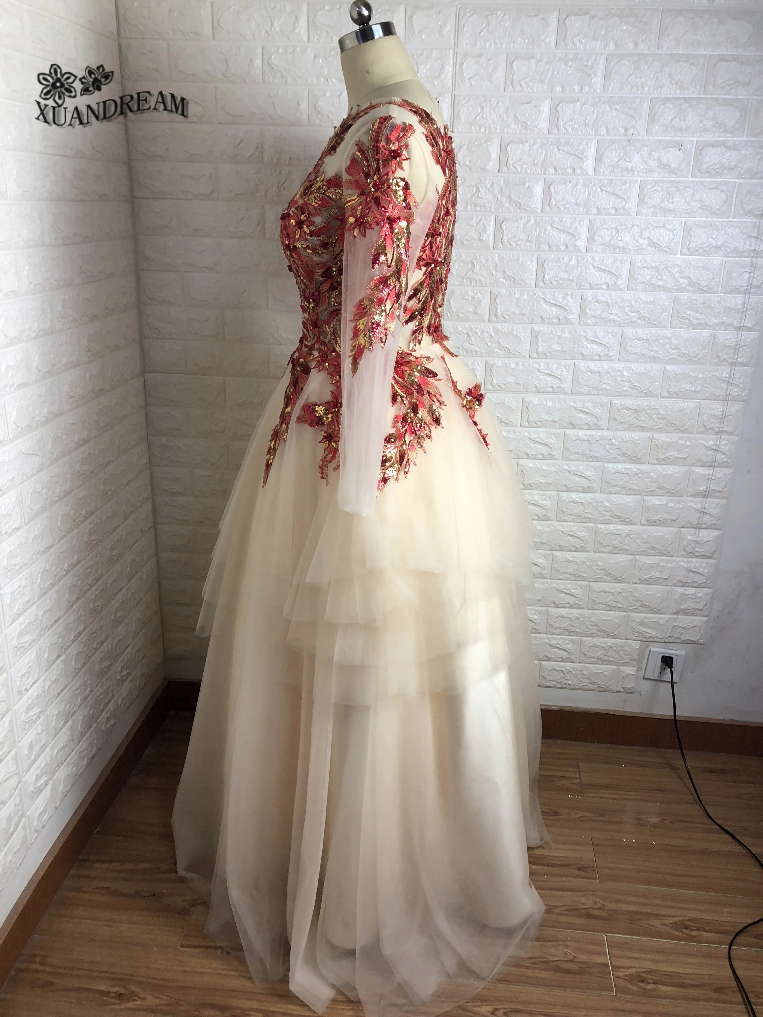 Настоящая фотография, вечерние платья для выпускного вечера, vestidos de graduacion largo, многослойная юбка, длинные платья для выпускного вечера, сделано в Китае, XD-121