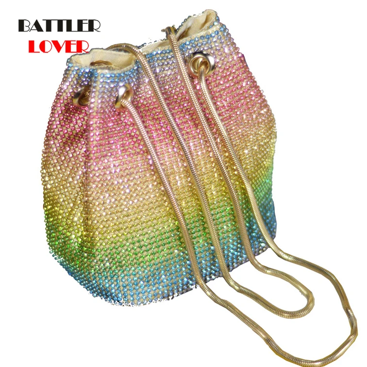Women Bucket Bag 2020 Small Colorful Messenger Bag for Lady Fashion String Handbags Luxury Totes Stone Pattern PU Leather