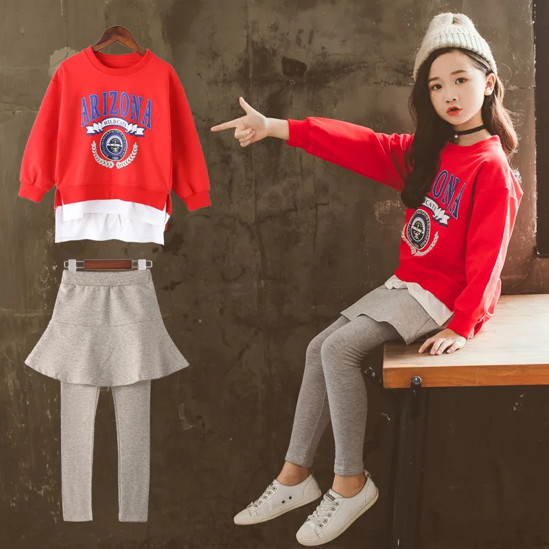 

Children suit spring and autumn 2019 new Korean girl letter printing suit two pieces