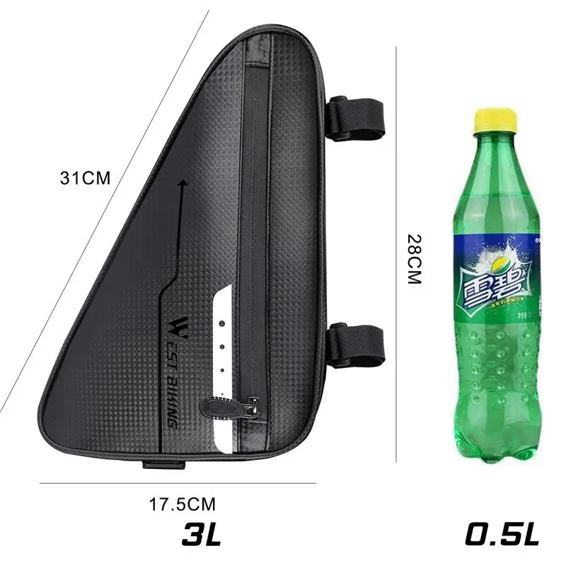 Waterproof cycling tube bags 3L MTB road bike triangle bag cycling frame front bags repair tools pannier bicycle bag