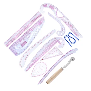

KAOBUY 11pcs/set Ruler Tailor Measuring Kit French Curve Sewing Set Patchwork Rule Combination Paddle Wheel