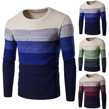 

Men Autumn New O-Neck Causal pullover men Striped Sweater Pullovers Men Brand Warm Knitwear Casual Sweaters Jumper For Teens Men