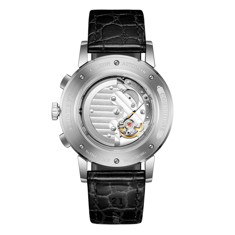 Corgeut42mm фазы Луны часы Для мужчин автоматические механические наручные s Relogio Prova De