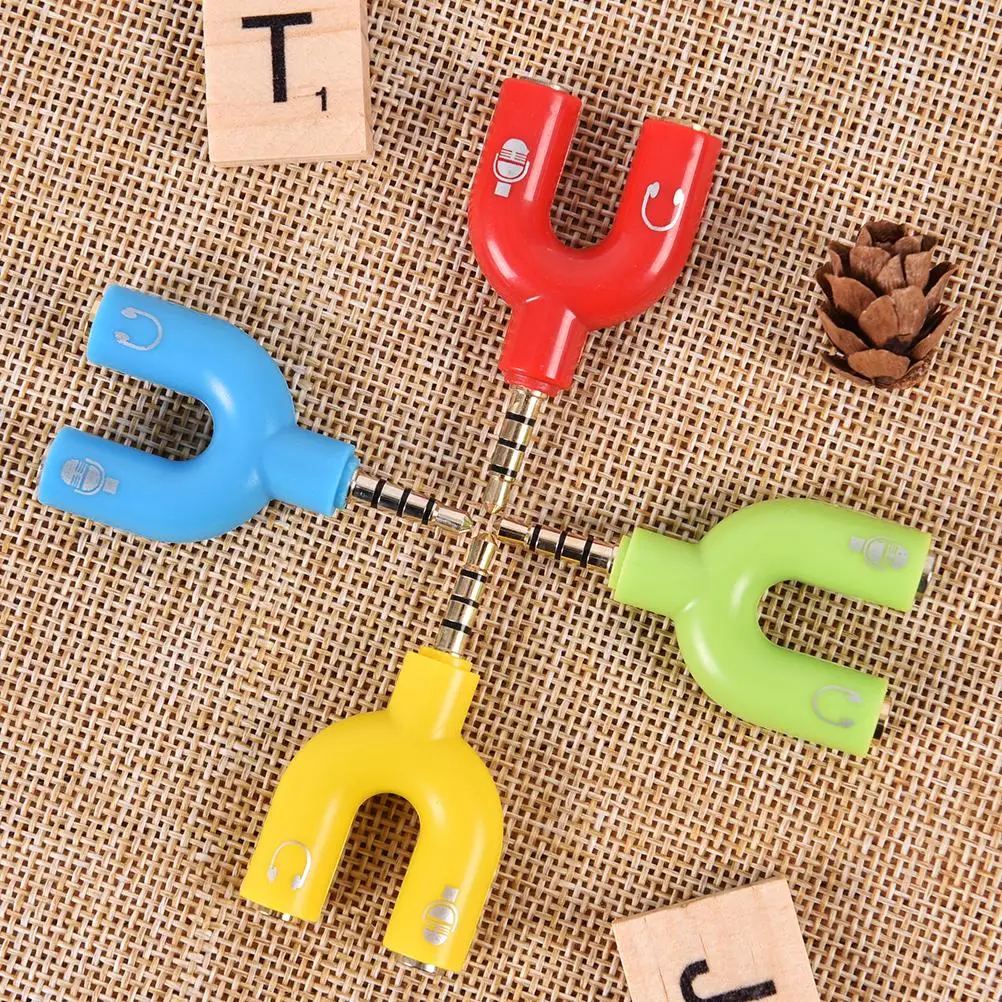 

3.5mm Splitter Stereo Plug U-shape Stereo Audio Mic & Headphone Earphone Splitter Adapters for Smartphone MP3 MP4 Player