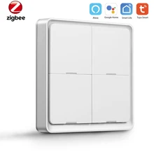 4 Gang Tuya ZigBee Wireless Push Button Switch Smart Home Control Support Zigbee Assistant Smart Home Automation