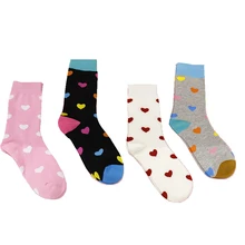 1 пара, милые короткие носки с принтом сердца, женские длинные дышащие повседневные хлопковые удобные носки