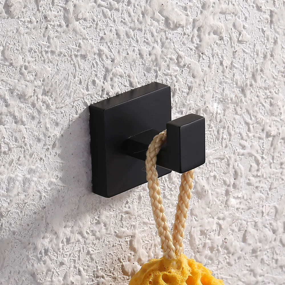 Крючок из нержавеющей стали, одинарный крючок для кухни, крючок для ванной комнаты, черный современный минималистичный