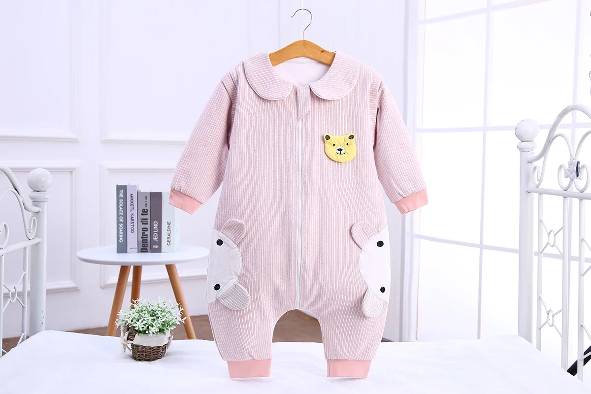 Cotton Baby Sleeping Bag Swaddle Wrap Winter Jumpsuits Children Pajamas Thick Warm Removeable Sleeve Kids Sleeping Sack