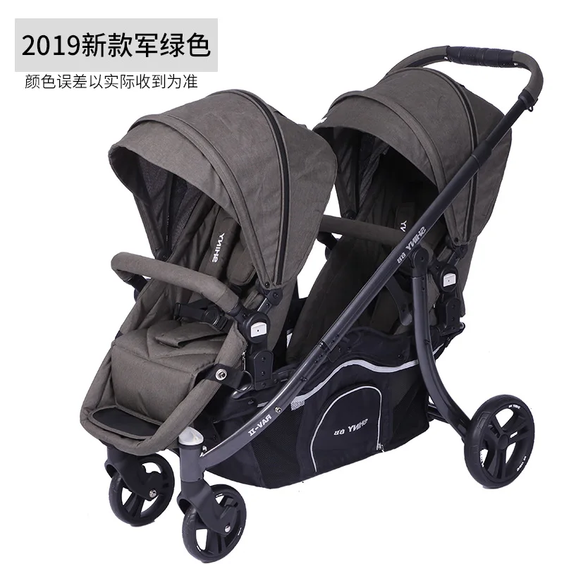 Twin Baby Stroller Light Folding Sitting and Lying Detachable Front and Back of Summer Car for Two Children Baby Stroller 2 In 1