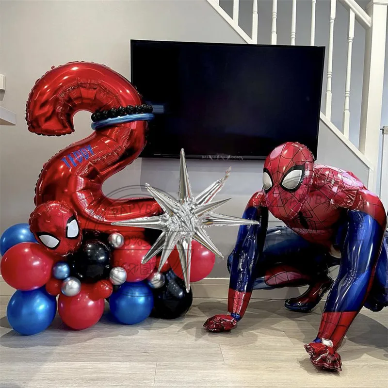 Juego De Globos De Cumpleaños Con Temática De Spiderman En 3d De Marvel,  Globos De Aluminio Con Número Rojo De 32 Pulgadas Para Niños, Decoración  Para Fiesta De Cumpleaños De 1, 2