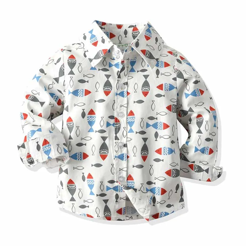 Детские футболки для мальчиков, хлопковая рубашка для мальчиков 2-7 лет, кардиган с длинными рукавами, новая модная весенне-осенняя рубашка с рисунком