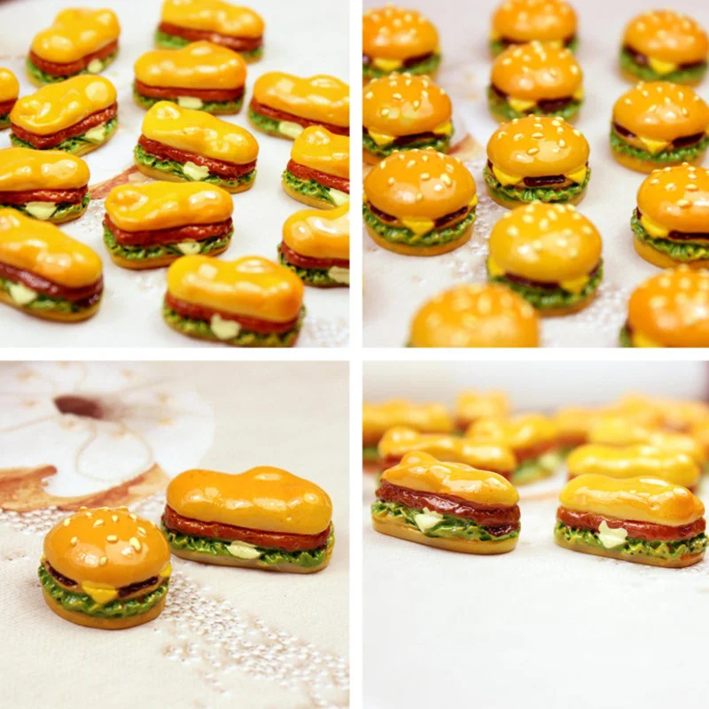 10Pcs/Set Mini Simulation Food Hamburger Pretend Play Doll Kitchen Toys Dollhouse Miniatures Classic Charms DIY Decoration