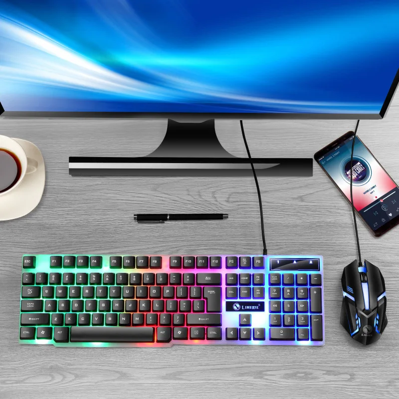 

RGB Keyboard Mouse Combo Gaming Keyboard Wired Mause 1600DPI lluminated Game Keybord With Backlight USB 2.4 G Keyboard Laptop
