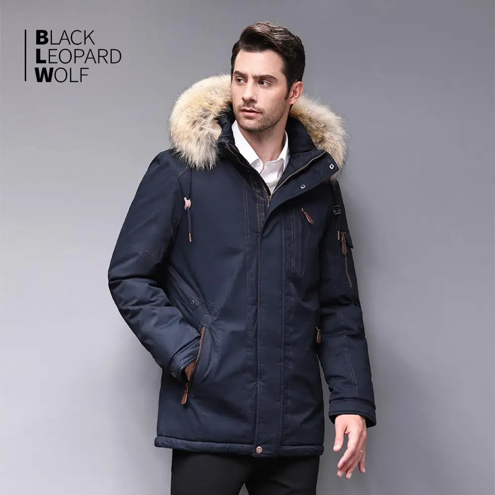 Мужская зимняя куртка Blackleopardwolf Модная парка со съемной подкладкой новое длинное