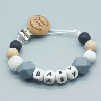

Pacifier Clip Dummy Holder Soother Teether Chain Personalised Baby Shower Gift Name Silicone Beads Custom Newborn Organic Bpa