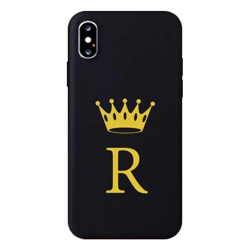 Style 18 GYKZ Забавный чехол с золотой короной и буквами для iPhone XS MAX XR X 11 Pro 7 8 6s Plus, Модный черный силиконовый мягкий чехол для телефона - Цвет: Style 18