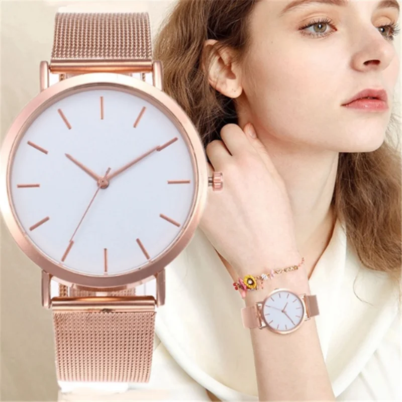 Модные женские часы Простые Романтические розового золота наручные relogio feminino reloj