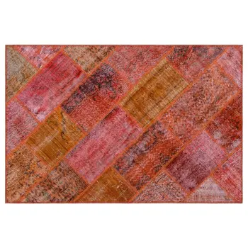 

Handmade Red Vintage Overdyed Patchwork Area Rug 120x180 Cm-3'11''X5'11''