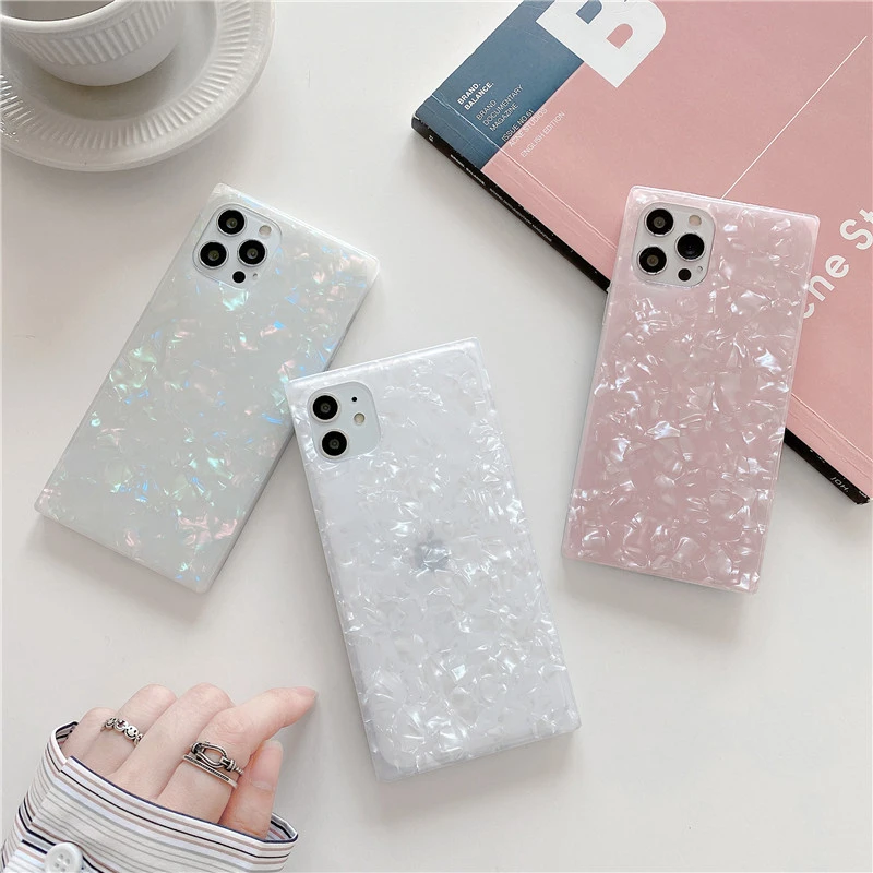 For Iphone 12 Pro Max Glossy Marble Square Phone Case For Iphone 12 Mini 11 Pro X Xs Max Xr 7 8 Plus Soft Tpu Girls Cover Coque Phone Case Covers Aliexpress