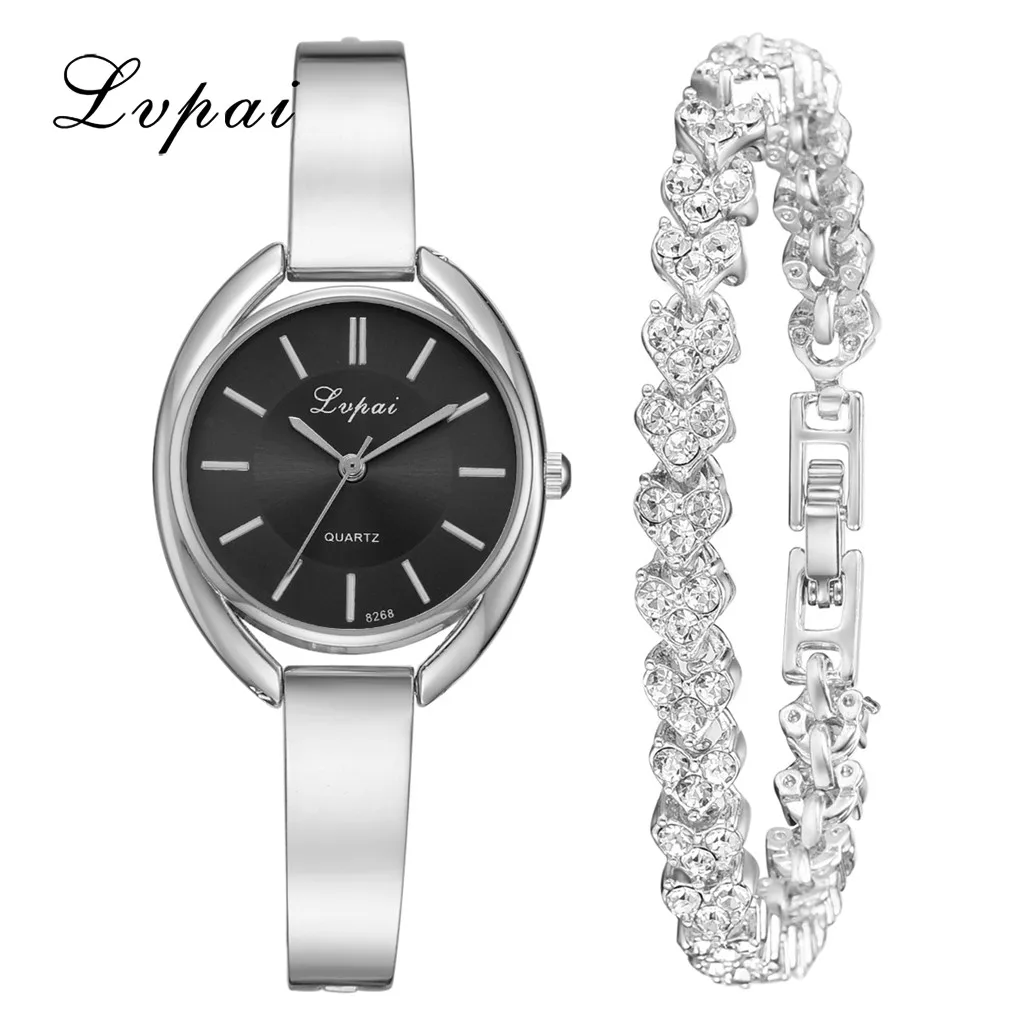 Ladies bracelet Watch Eye shape dial 2pcs Fashion Eye Shape Dial Steel Strip Watch Heart Shaped Full Drill Bracelet reloj mujer