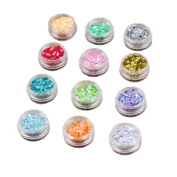 

12Pc ran color Sequins Nail Art Dust Powder Makeup Tips Body Decoration, #7