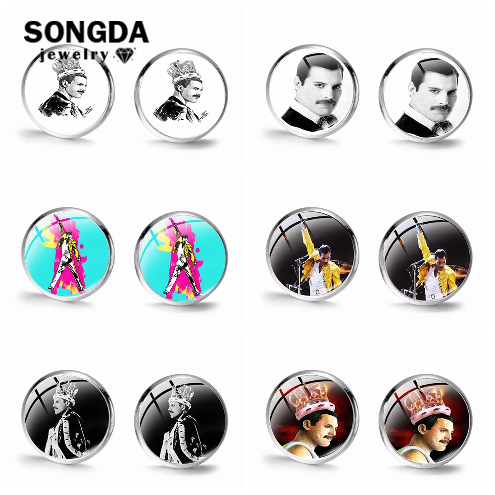 Классические серьги-гвоздики SONGDA 90s Queen Freddie Mercury художественные серьги-кабошоны