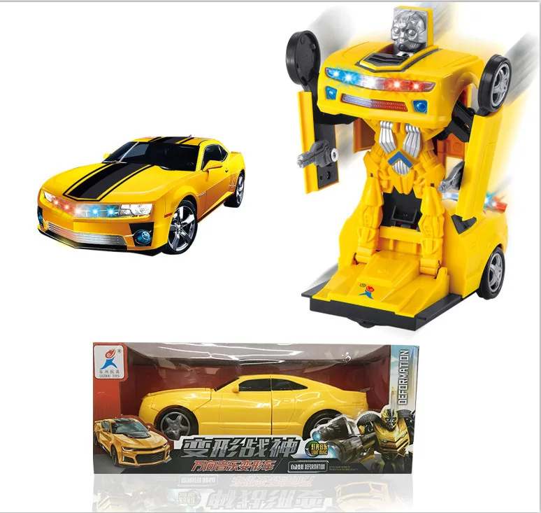 

Bumblebee Electric Transformer Light And Sound Universal Deformation Robot Toy Car