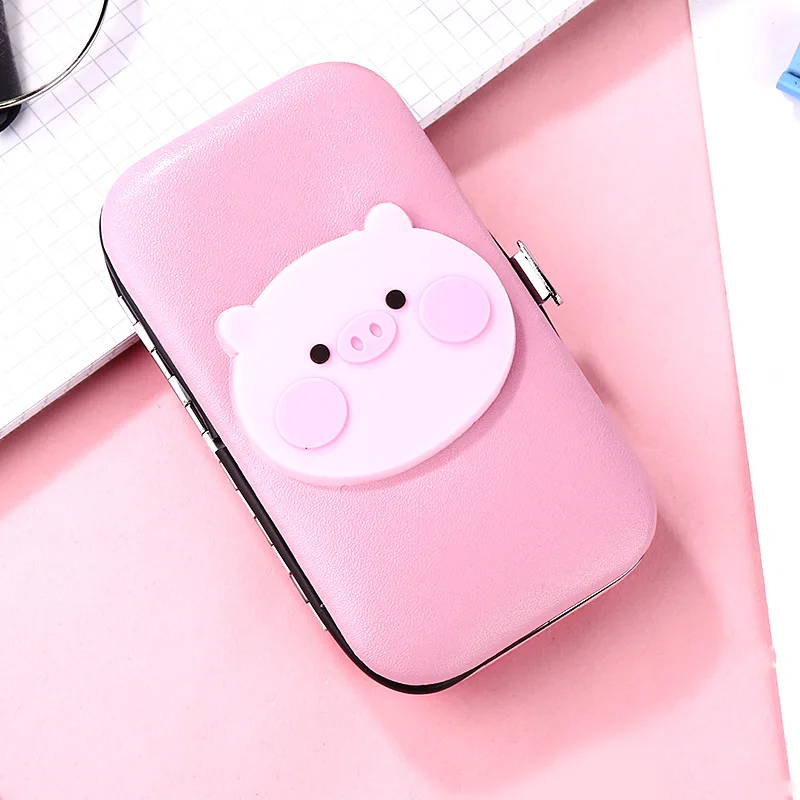 Pig 7 шт./компл. Фламинго свинья кролик кактус для маникюра кусачки для ногтей педикюр набор розовый Портативный путешествия гигиена полости рта набор для наращивания ногтей режущие иструменты - Цвет: Pig