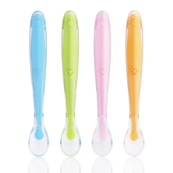 

Baby Spoons Soft-Tip First Stage Silicone Self Feeding Training Spoons with Travel Case for Infant Baby, Best Infant Gift Set 4