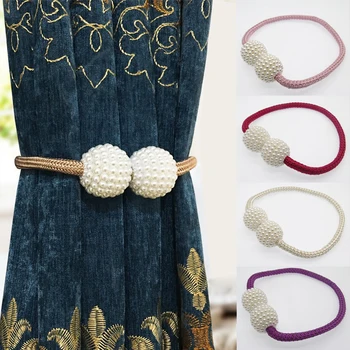 

Hot Magnetic Ball Curtain Ring Pearl Tie Rope Backs Clips Accessory Holdbacks Buckle Accessoires Hook Holder Home Decor