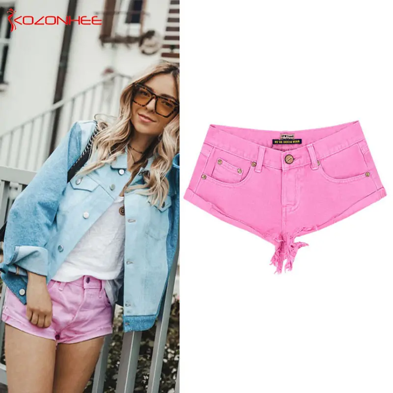 Loose Women Pink Denim Shorts High 