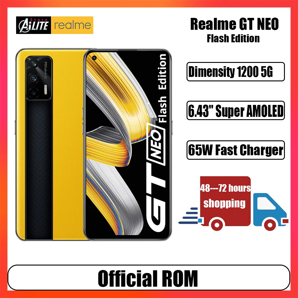 Realme GT Neo Flash Edition 5G мобильного телефона Dimensity 1200 смартфон 6 43 &quotFHD + безрамочный