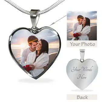 

Personalized Name Custom Necklace Gold Silver Color Women Men Customized Photo Nameplate Heart Pendant Necklaces Gift Jewelry
