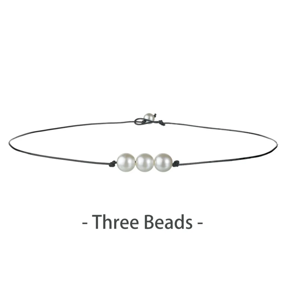 Das Gefühl verstellbar Pearl Choker Leder Halskette auf echtem Leder Cord Frauen Handmade Jewelry 