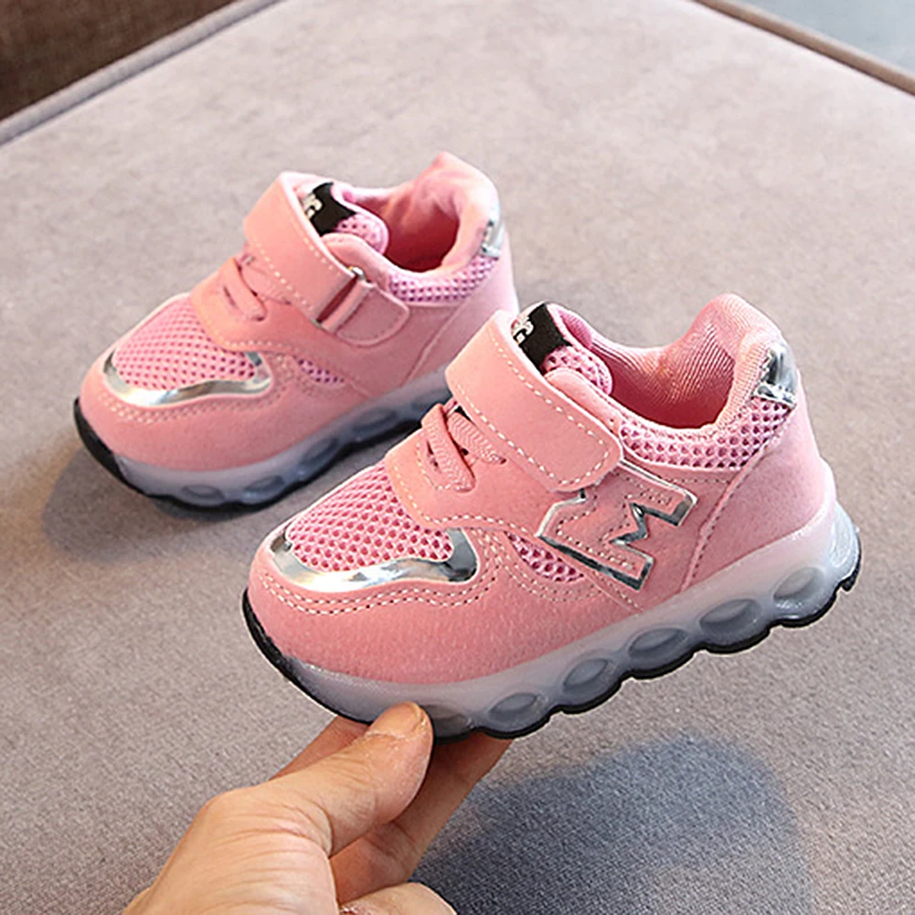 Shiny Baby Children Shoes Kids Led Flash Sneakers Spring Autumn Fashion Sequin Sneakers Toddler Girls Princess Lightning Shoes