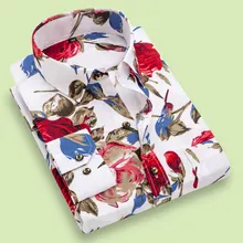 Nova moda masculina impresso floral manga longa camisa casual macio fino primavera verão padrão caber camisa de vestido de negócios sociais