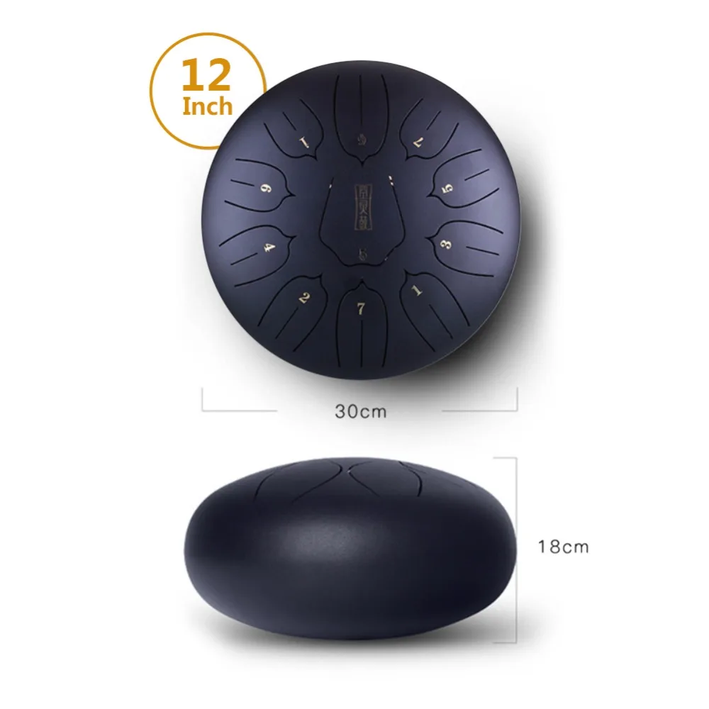 12 дюймов Сталь язык барабан Handpan ручной Барабаны крупных 11 Примечания Tankdrum с сумкой в комплекте