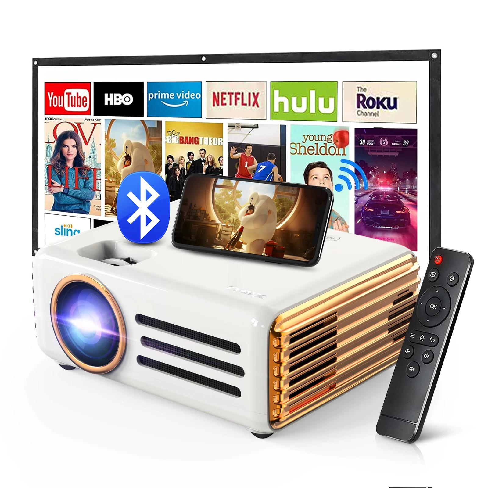 Мини-проектор XIDU HD Full 1080P светодиодный ретро-проектор 8000 Люмен смартфон Android iOS Wi-Fi