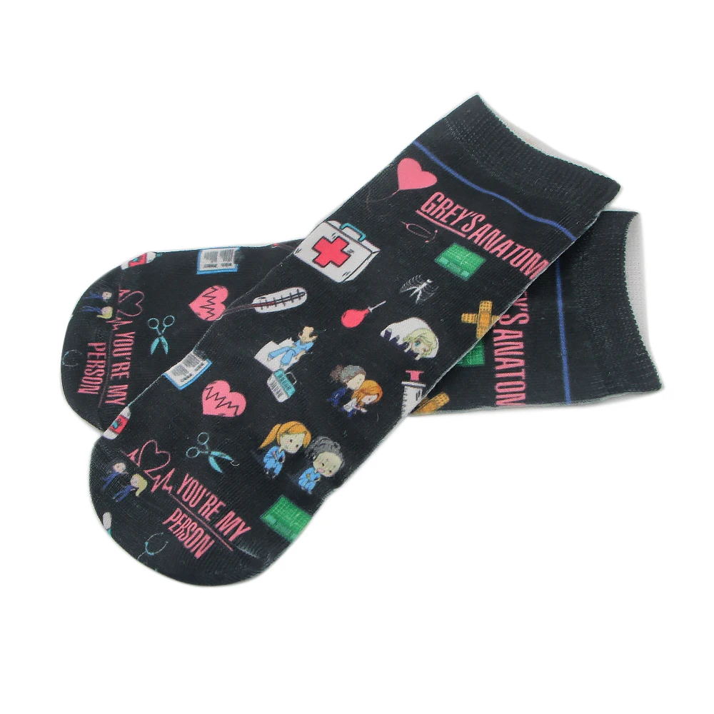 K2914 New Gray Anatomy TV Show Cartoon Cute Fashion Socks Happy Gifts for Men Socks Crew Casual Happy Women sock plus size knee high socks