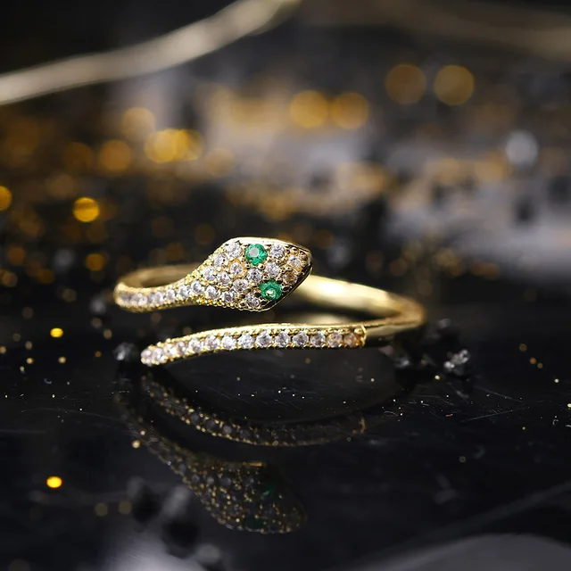Gold Diamond Snake Ring