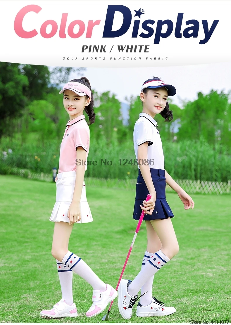 PGM комплект летней юбки для гольфа для девочек, рубашка с короткими рукавами юбка с высокой талией Спортивная одежда для девочек для игры в теннис и бадминтон, Новое поступление D0786