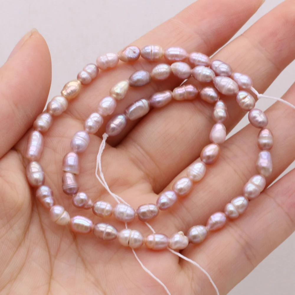 Natural Freshwater Quality Pearl Rice Beads Purple Round Loose Pearls For DIY Charm Bracelet Necklace Jewelry Accessories Making