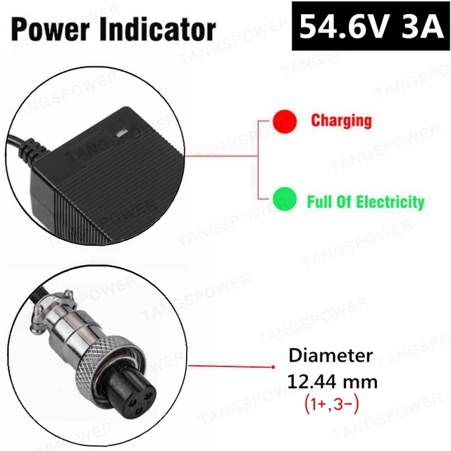 TANGSPOWER 54.6V 3A Lithium Battery Charger 54.6V3A electric bike Charger for 13S 48V Li-ion Battery pack charger High quality 3P GX16