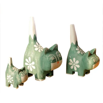 

3pcs Wooden Cute Cat Creative Color Painted Kitten Statue Model Animals Toy Set Home Crafts Decoration Birthday Gift for Kids